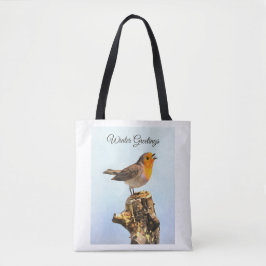 Bolso De Tela Winter Greetings. Robin singing 