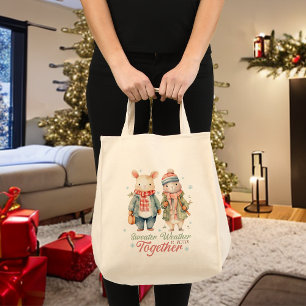 Bolso De Tela Winter Holidays Navidades Bunnies Nombre personali