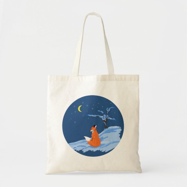 Bolso De Tela Winter Night Fox (Frente)