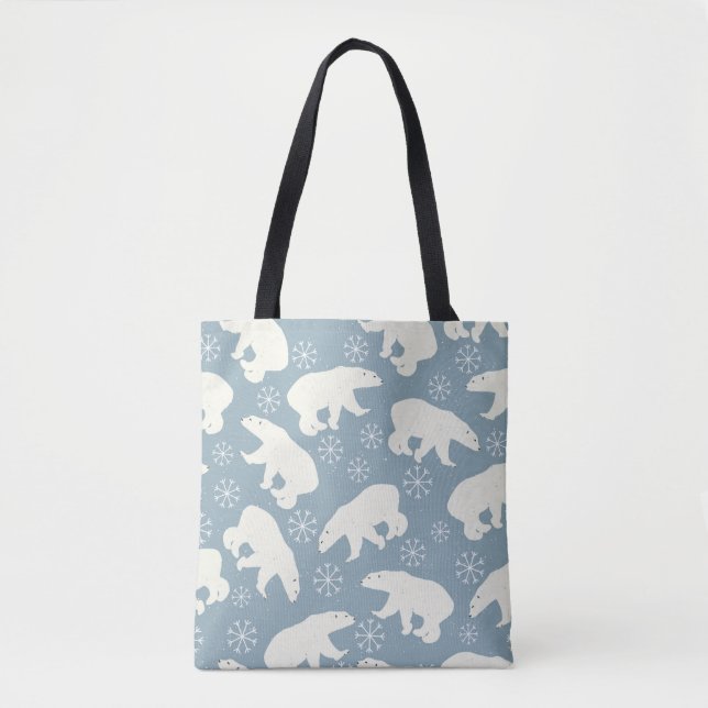 Bolso De Tela Winter Polar Bears sin fisuras + tus ideas (Anverso)