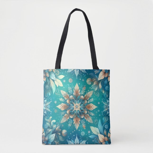 Bolso De Tela Winter Snowflakes  (Anverso)