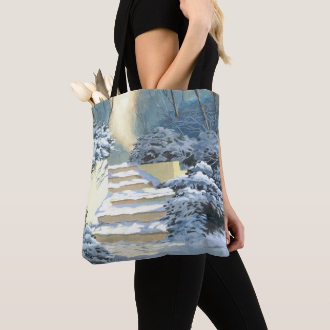 Bolso De Tela Winter Stairs Covered in snow Tote Bag (Detalle)