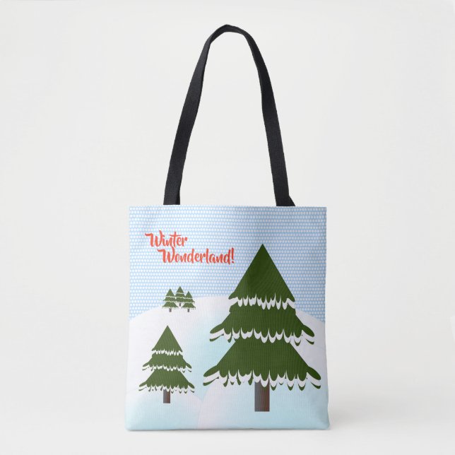 Bolso De Tela Winter Wonderland Evergreen Trees (Anverso)
