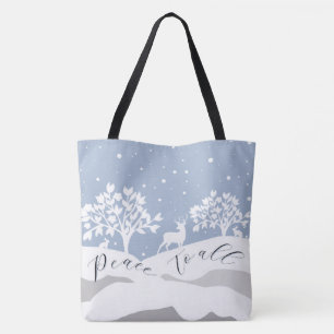 Bolso De Tela Winter Wonderland Peace To All Tote