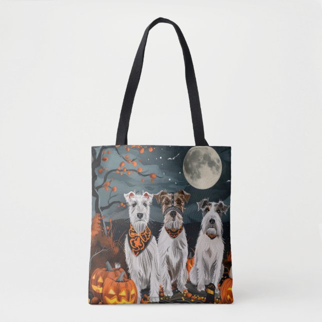Bolso De Tela Wirefox Terrier Halloween Spooky (Anverso)