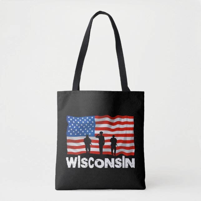 Bolso De Tela Wisconsin Bandera Americana Tote Bag Canvas Tote (Anverso)