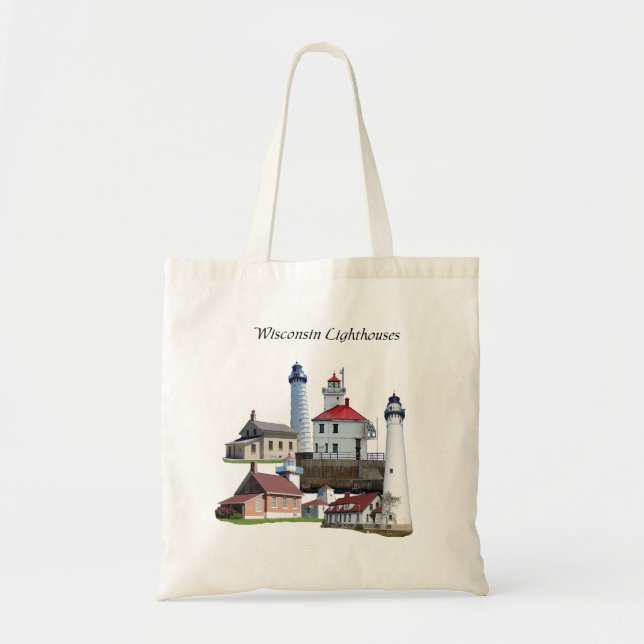 Bolso De Tela Wisconsin Lighthouses tote bag (Frente)