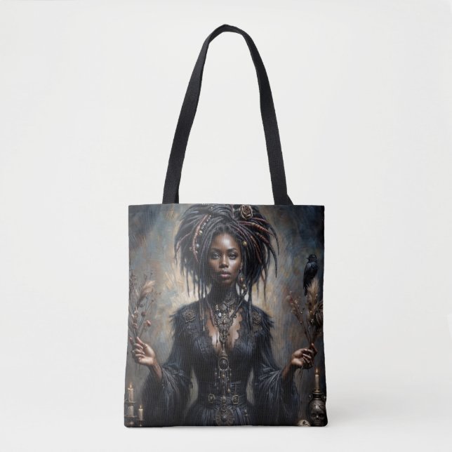 Bolso De Tela Witchy Black Woman Gothic Art (Anverso)