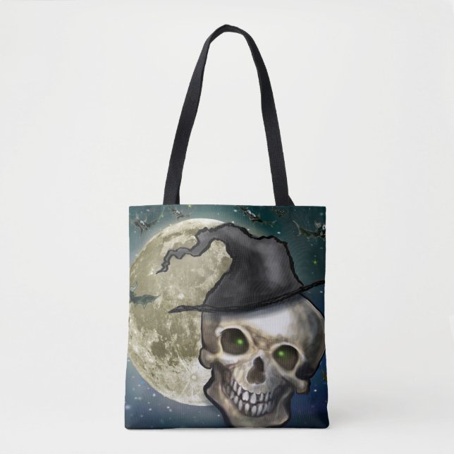 Bolso De Tela Witchy Skull Gorra Tote Bag (Anverso)
