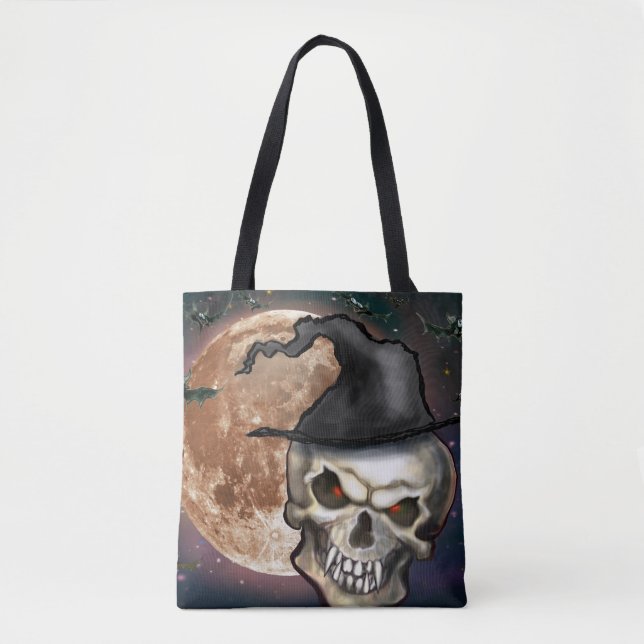 Bolso De Tela Witchy Skull Gorra Tote Bag (Anverso)