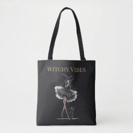 Bolso De Tela Witchy Vibes Dark Edition – Gothic Witch & Cat