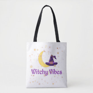 Bolso De Tela Witchy Vibes Moon y Gorra