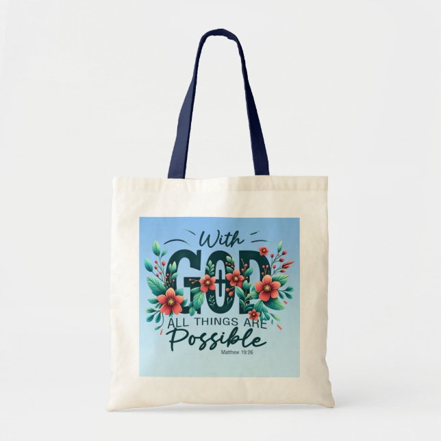 Bolso De Tela With God All Things Are Possible Tote Bag (Frente)