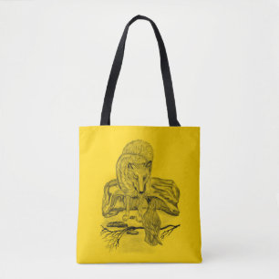 Bolso De Tela Wolf and Raven - Diseño negro y amarillo