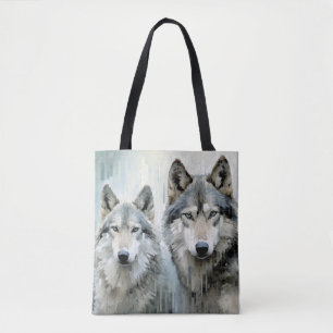 Bolso De Tela Wolf Animal Art Decor Paint Mosaic