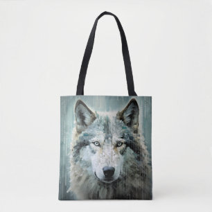 Bolso De Tela Wolf Animal Art Decor Paint Mosaic