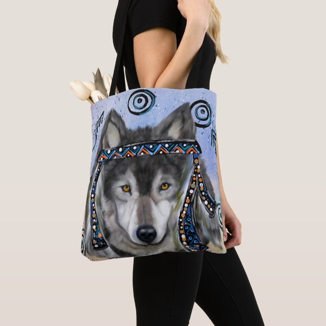 Bolso De Tela Wolf Art (Detalle)