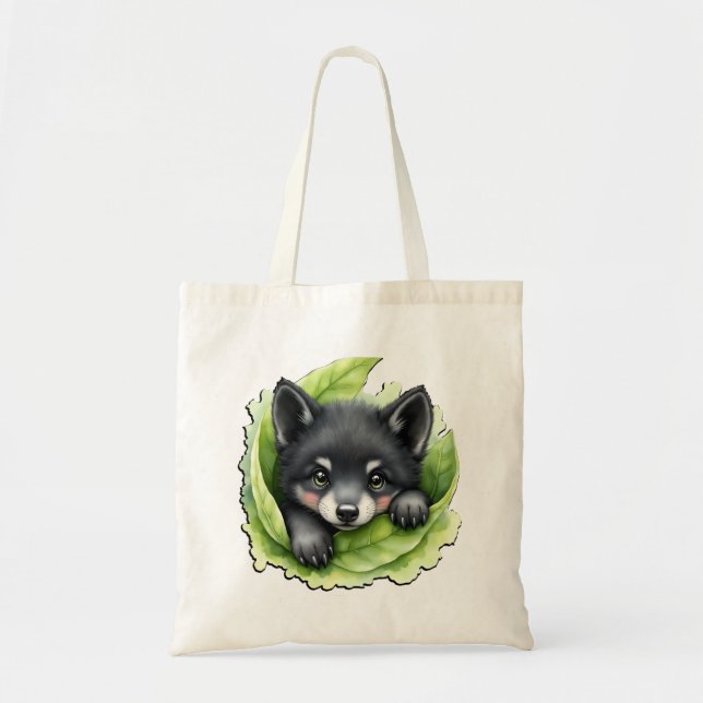 Bolso De Tela Wolf cub in the green: (Frente)