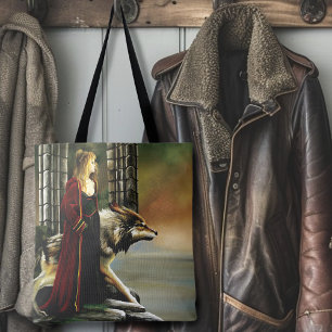 Bolso De Tela Wolf Fantasy Blonde Sorceress