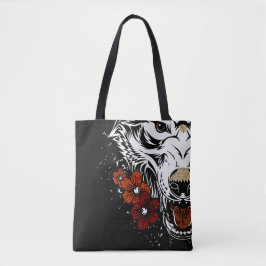 Bolso De Tela Wolf Flower Tatoo Vintage