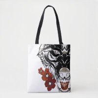 Wolf Flower Tatoo Vintage