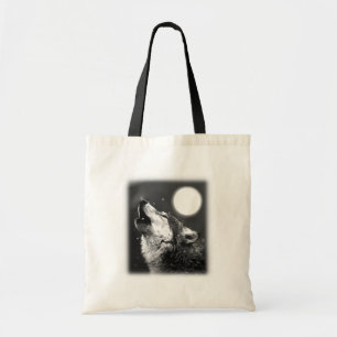 Bolso De Tela Wolf Howling en la Luna