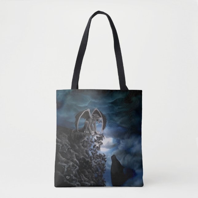 Bolso De Tela Wolf Moon - Wolf con Golem (Anverso)