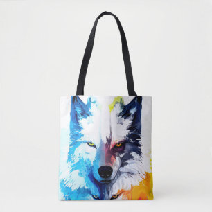 Bolso De Tela Wolf Wild Nature Color de animal Pintura de arte