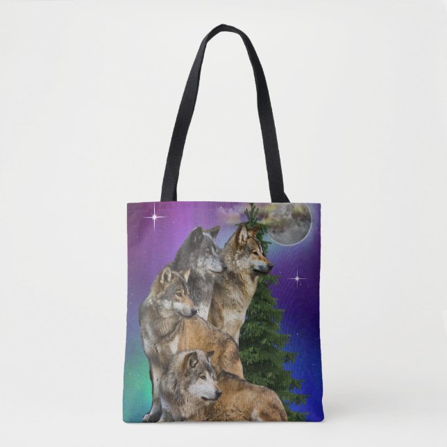 Bolso De Tela Wolf y Moon (Anverso)