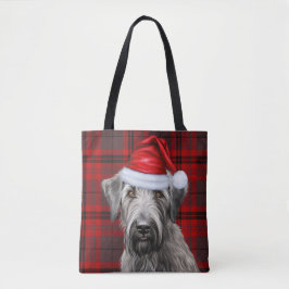 Bolso De Tela Wolfhound Christmas Dog Red Seasonal Plaid