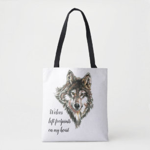 Bolso De Tela Wolves dejó huellas en mi corazón, Wolf Quote