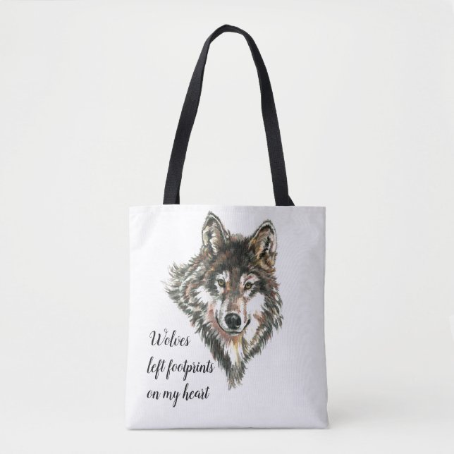 Bolso De Tela Wolves dejó huellas en mi corazón, Wolf Quote (Anverso)