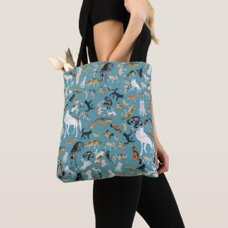 Bolso De Tela Wolves of the world turquoise pattern