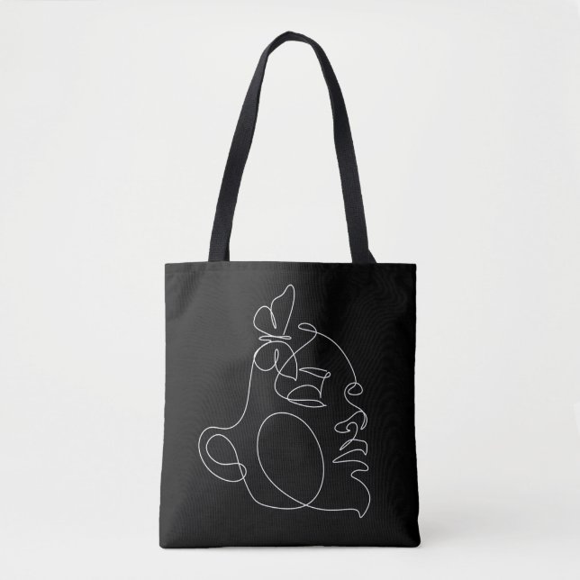 Bolso De Tela Woman Face Line Art (Anverso)