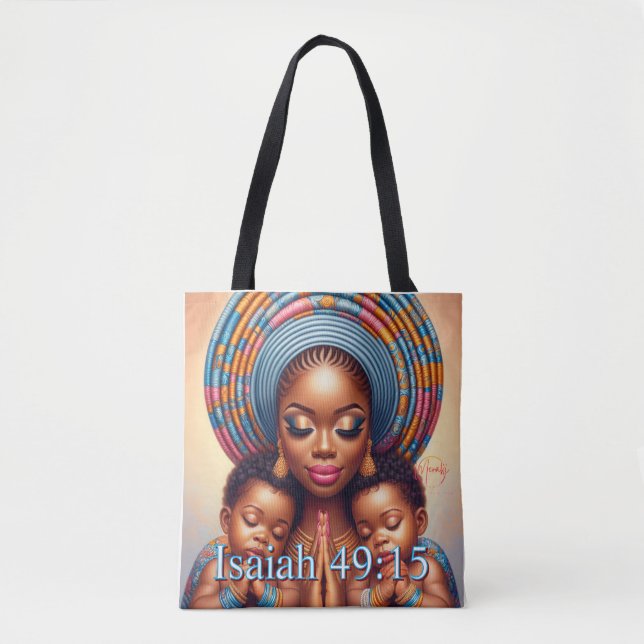Bolso De Tela Women and child Isaiah 49:15: (Anverso)