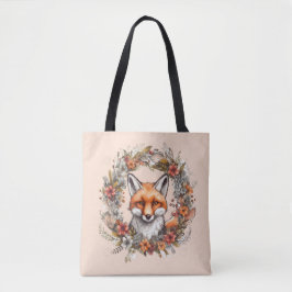 Bolso De Tela Woodland Fox Shoulder Bag Tote Peach Naranja