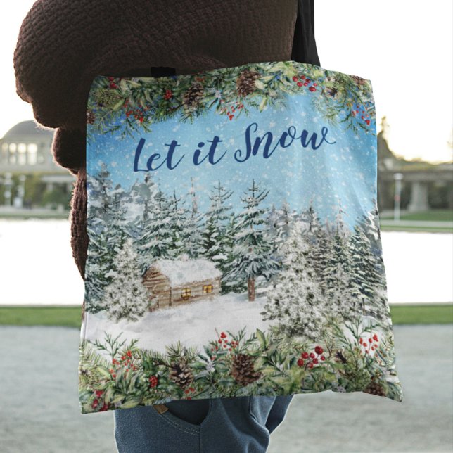 Bolso De Tela Woodland, Navidades de la nieve de invierno (Subido por el creador)