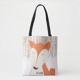 Bolso De Tela Woodland Red Fox Birch Tree Winter