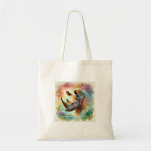 Bolso De Tela Woolly Rhinoceros 120924AREF146 - Watercolor