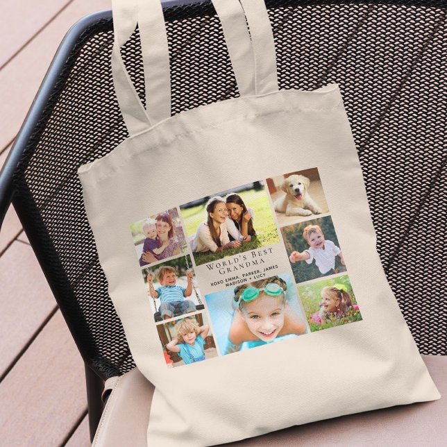 Bolso De Tela World's Best Grandma Photo Collage Personalized (Subido por el creador)