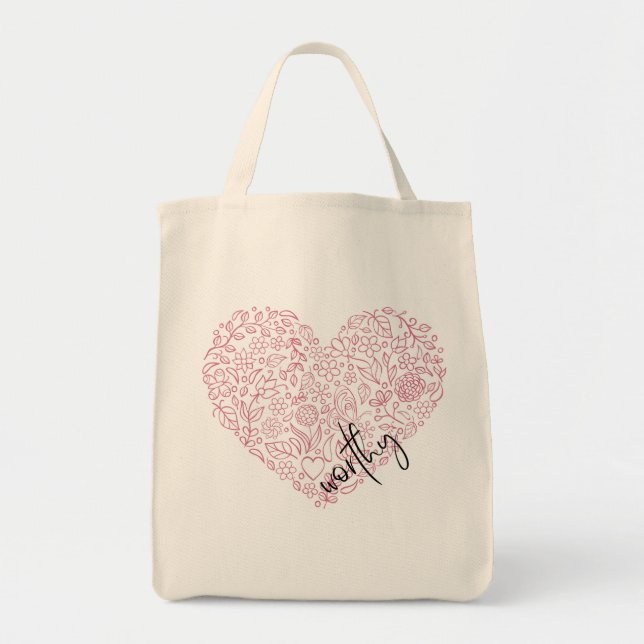 Bolso De Tela Worthy Heart Tote Bag (Frente)