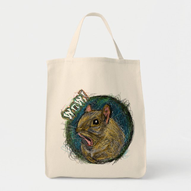 BOLSO DE TELA "WOW" ARDILLA (Frente)