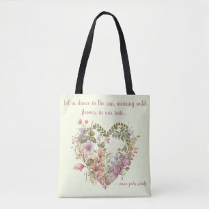 Bolso De Tela Wreath de helechos y flores silvestres en forma de