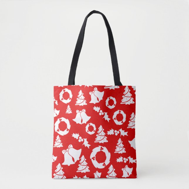 Bolso De Tela Wreath de las campanas rojas de los árboles de Nav (Anverso)