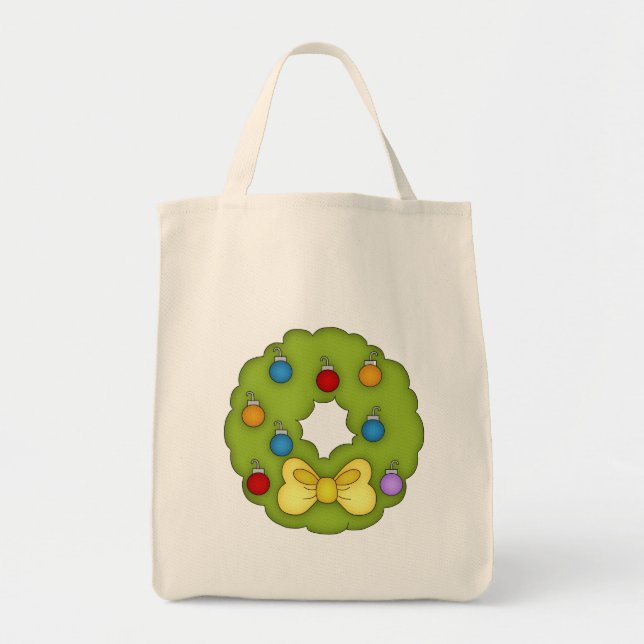 Bolso De Tela Wreath de Navidades pequeños (Frente)