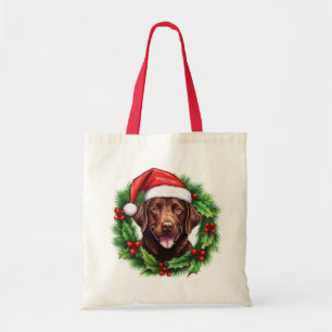 Bolso De Tela Wreath de Navidades recuperadores de Chocolate Lab