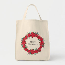 Bolso De Tela Wreath de poinsettia roja