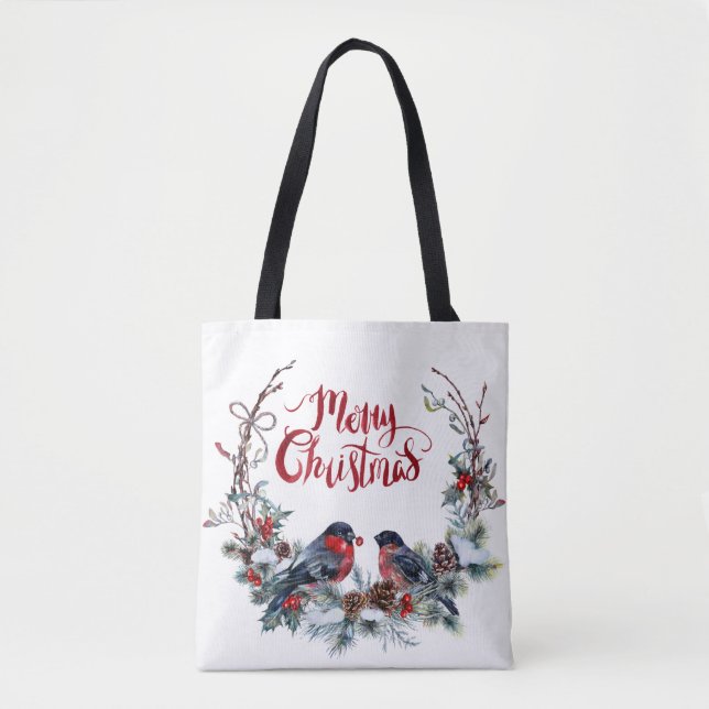 Bolso De Tela Wreath - Feliz Navidad (Anverso)