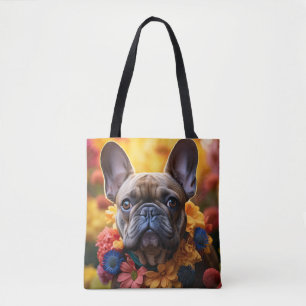 Bolso De Tela Wreath floral del Bulldog francés