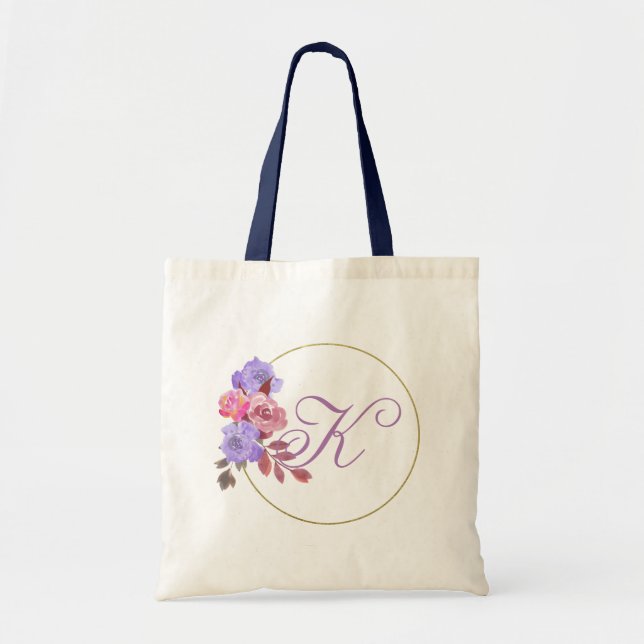 Bolso De Tela Wreath floral personalizada (Frente)